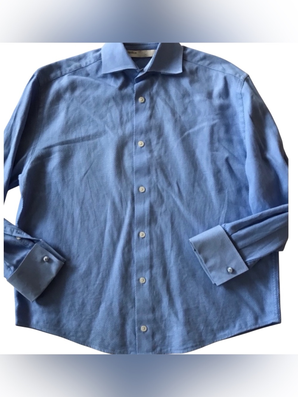 Perry Ellis Men’s Small Light Blue Textured Button Down Dress Shirt 100% Cotton